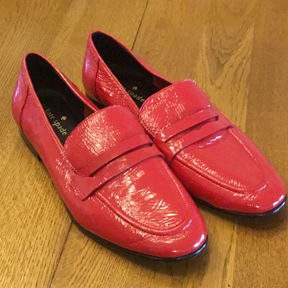 kate spade Shoes - Woman’s kate spade red patent leather loafer. Size 7.5. All leather. Rubber heel